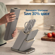 Ninja StaySharp 13-Piece Knife Block Set, Stone Gold NK32013EUUKSD1 | Rust-Resistant German Stainless Steel, Includes Kitchen and Herb Scissors and Removable Knife Sharpener.