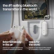 Twelve South AirFly Pro 2 Deluxe, Wireless Bluetooth Adapter, White | Pair 2 AirPods or Wireless Headphones – 3.5mm AUX Bluetooth Transmitter/Receiver for Cars, Boats, Treadmills, TVs , Airplane
