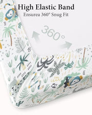 Yoofoss Travel Cot Fitted Sheets 65 x 95 cm, Compatible with Graco, Red Kite, Joie, Deryan Cots, Cozy Breathable Stretchy Microfiber Mattress Sheet, 2 Pack, Green Giraffes