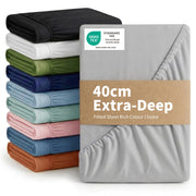 Aisbo King Size Fitted Sheet Deep 40cm Pocket, Grey 150x200cm OEKO-TEX® | Soft Breathable Brushed Microfiber Fitted Sheet. All-Round Elastic Deep Pockets. Machine Washable,Fade Resistant,Easy Care
