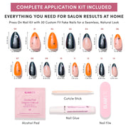 Glamnetic Halloween Press On Nails, Short Almond Glazed, October Nights | Halloween Black & Orange press on nails: October Nights. Full nail kit. Glue on nails with moon nail art. Fake nails.