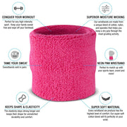 Suddora Wrist Sweatbands, Absorbent and Breathable Thick Cotton Bands for Working Out, Gymnastics, Basketball, Tennis, and Football, Multiuse Wristbands for Costumes and Cosplay