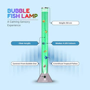 Straame 90cm LED Bubble Fish Lamp, Colour Changing Night Light, Silver Base | 6 artificial fish, adjustable bubble flow, front dial, acrylic tube and UK plug for bedrooms, living rooms & sensory room use