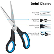 3 Pack 8" Stainless Steel Scissors with Ultra Sharp Blades and Comfort Grip Handles Scissors All Purpose For Office Home School Sewing Crafts