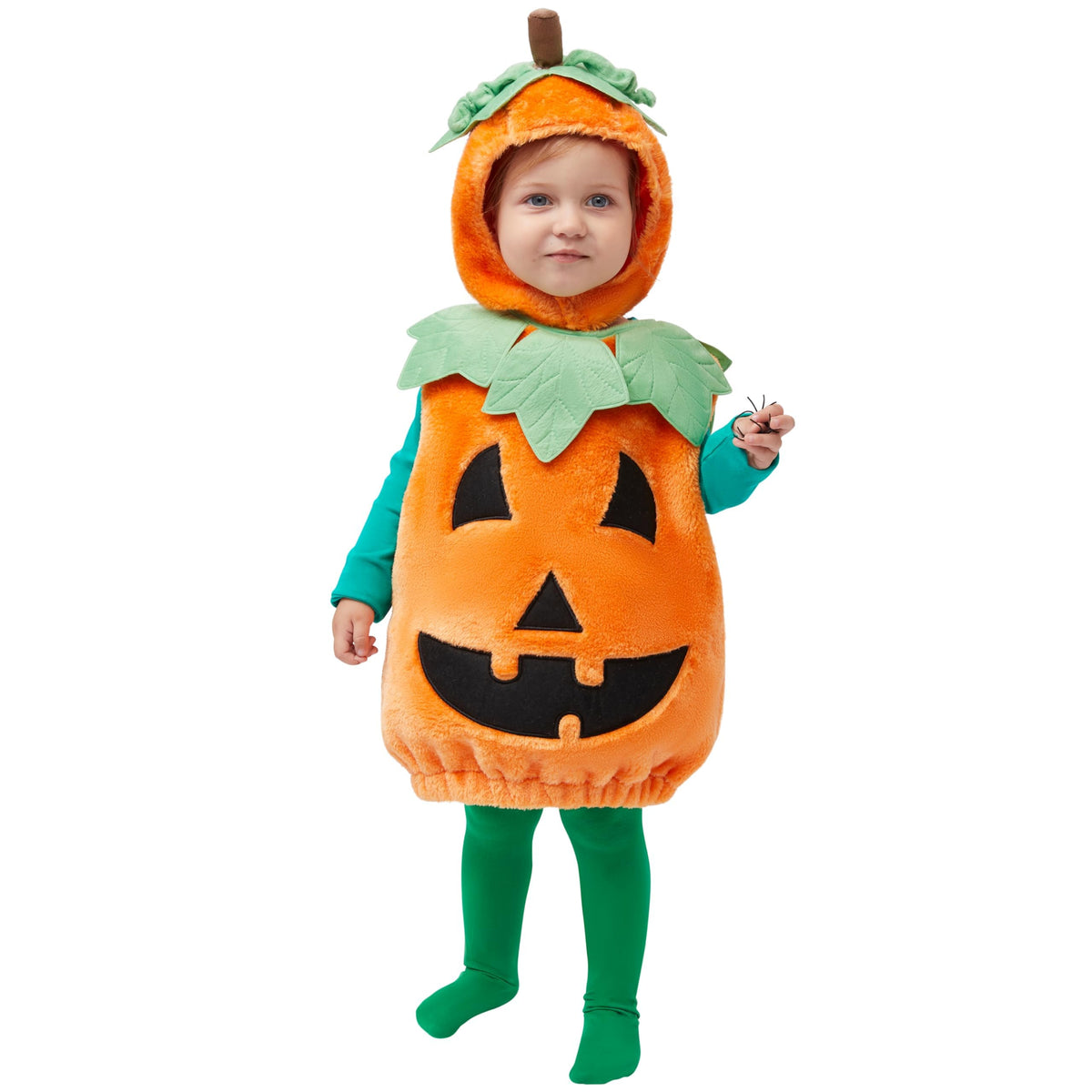 Spooktacular Creations Halloween Baby Pumpkin Costume with Green leaves for Toddler Kids Halloween Dress Up Pumpkin Party