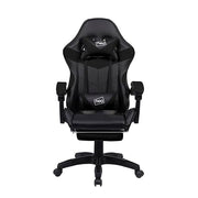 Neo Executive PU Leather Massage Sport Racing Gaming Home Office Computer Chair Lumbar Back Support Footrest (Black)