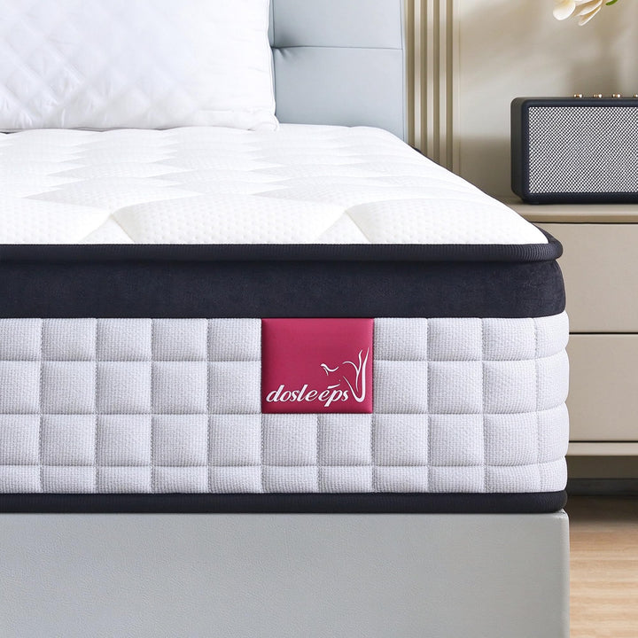 dosleeps Double Mattress 4FT6,9 Inch 9-Zone Orthopedic Mattress with Memory Foam & Pocket Springs and 3D Breathable Fabric- Motion Isolation(135x190x22cm)