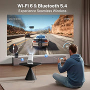 [2026 Upgraded] Mini Projector 4K Supported, Built-in App, Android TV OS X1 | Projector with WiFi 6 and Bluetooth 5.4, Phone Remote Control, Short Throw, Auto Keystone and 180° Rotatable for Home Outdoor