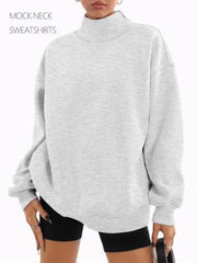 Trendy Queen Womens Mock Neck Sweatshirts Oversized Pullover Fall Outfits | Fall Fashion Clothes 2026,Airport Travel Outfits,Long Sleeve Tops,Trending Soft Fleece,Casual Work Hiking Lounge Clothing