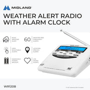 Midland - WR120B - NOAA Emergency Weather Alert Radio | Localized Programming, Trilingual Display, 60+ Emergency Alerts, Alarm, Selectable Alert Tone