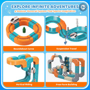 Train Sets, DIY Modular Cube Track Set, Auto Elevator & Track Switch | chain track, 3D Multi-Level Track System, STEM Educational & Problem-Solving, For kids 3 and up