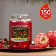 Yankee Candle Scented Candle | Red Apple Wreath Large Jar Candle | Long Burning Candles: up to 150 Hours