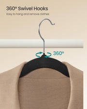 SONGMICS Velvet Hangers 50 Pack, Non-Slip Clothes Hangers, Black | Suit Hangers with Shoulder Notches, Pants Bar, 360° Swivel Hook, for Closet, Space-Saving, BREANNA Collection UCRF026B03S