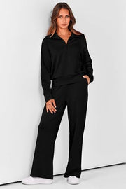 PRETTYGARDEN Women's 2 Piece Matching Lounge Set Sweatsuits | Zip Up Sweatshirt, Long Sleeve Pullover Tops, Elastic Waist Drawstring, Wide Leg Pants Pocket, Fall Tracksuit, Spring Outfits