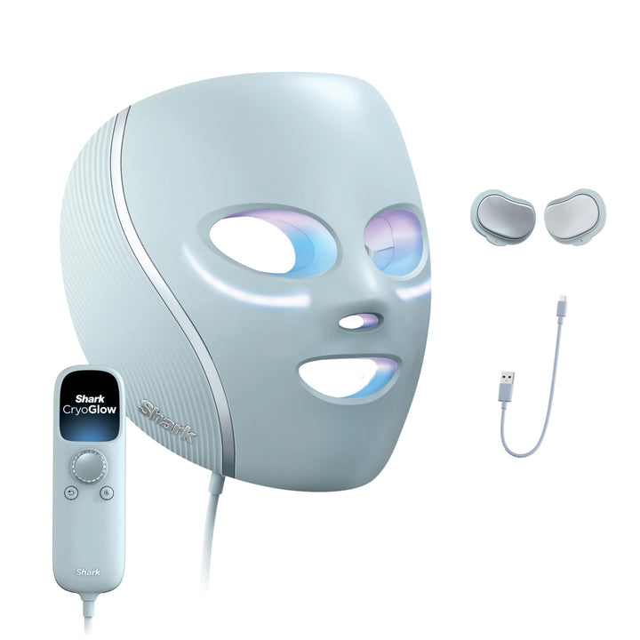 Shark CryoGlow LED Face Mask, Red Light Therapy, Under-Eye Cooling, FW312 | Red, Blue & Deep Infrared Light, Skincare Device for Fine Lines & Acne, Clinically Tested & FDA-Cleared, 4 Modes, Blue Frost​
