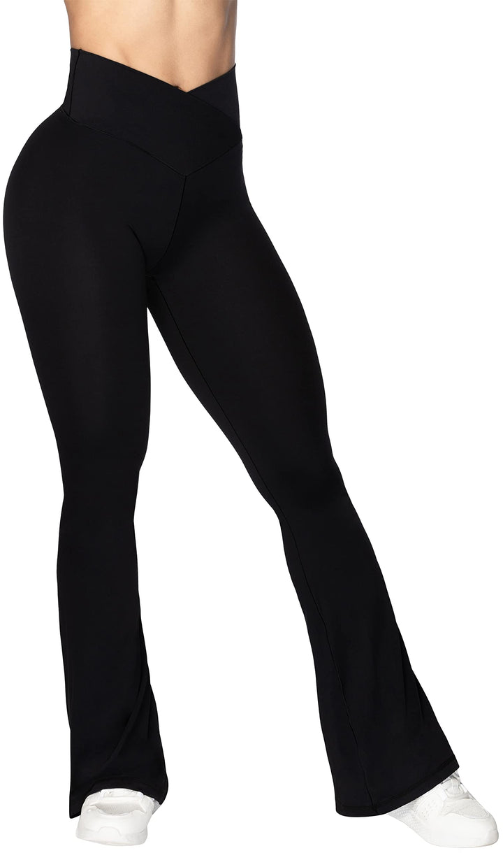 Sunzel Flare Leggings for Women, Crossover Yoga Pants with Tummy Control | High-waisted with soft, stretchy fabric and a wide leg opening for yoga, lounging and everyday wear.