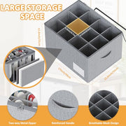 WANGIRL Fabric Shoe Storage Box, Fits 12 Pairs, Foldable Shoe Organiser for Wardrobe with Clear Lids, Bottom Support and Reinforced Handles, 1 Pack Grey