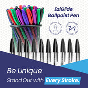 Eziglide Ballpoint Black Pens, Medium Point Nib (1.0mm), 50-Pack | Black Biro Pens Multipack With Effortless, Smooth Handwriting & Consistent Flow, Black Pens for School, Home, Office Supplies