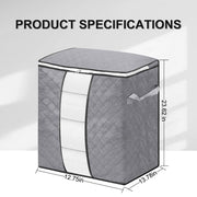 3-Pack Heavy-Duty Storage Bags with Zipper | Waterproof Moving & Travel Storage Organizers | Foldable Reinforced Handles for Clothes, Bedding,Blankets | Space-Saving,Vertical Style,Grey