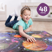 Melissa & Doug Solar System Jumbo Floor Puzzle 48-Piece Space Toy | 48 Large Pieces, 3x2 Feet, Space Scene with Planet Guide, Solar System Floor Puzzle Play, Preschool Toys for Kids, Ages 3+