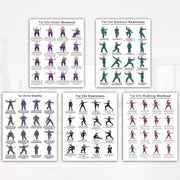 5-Pack Tai Chi Exercise Poster Set – Balance & Mobility Workout Chart, Seated Chair Tai Chi & Walking Guide, Home Gym Wall Decor Instructional Prints (8x10 Inch)