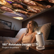 [2026 Upgraded] Mini Projector 4K Supported, Built-in App, Android TV OS X1 | Projector with WiFi 6 and Bluetooth 5.4, Phone Remote Control, Short Throw, Auto Keystone and 180° Rotatable for Home Outdoor