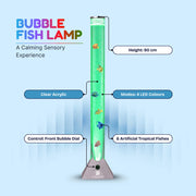 Straame 90cm LED Bubble Fish Lamp, Colour Changing Night Light, Silver Base | 6 artificial fish, adjustable bubble flow, front dial, acrylic tube and UK plug for bedrooms, living rooms & sensory room use