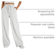 Trendy Queen Womens Wide Leg Fleece Lined Sweatpants | Winter Lounge Travel Pants Fall Fashion Outfits 2026 Clothes With Pockets
