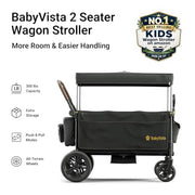 BabyVista Stroller Wagon for Kids, One-Hand Adjustable Push/Pull Handle | Spacious Storage, 8"/11" All-Terrain Wheels, Canopy with Bug Net, Wagon Stroller for Daily Walks, Short Trips & Grocery Runs