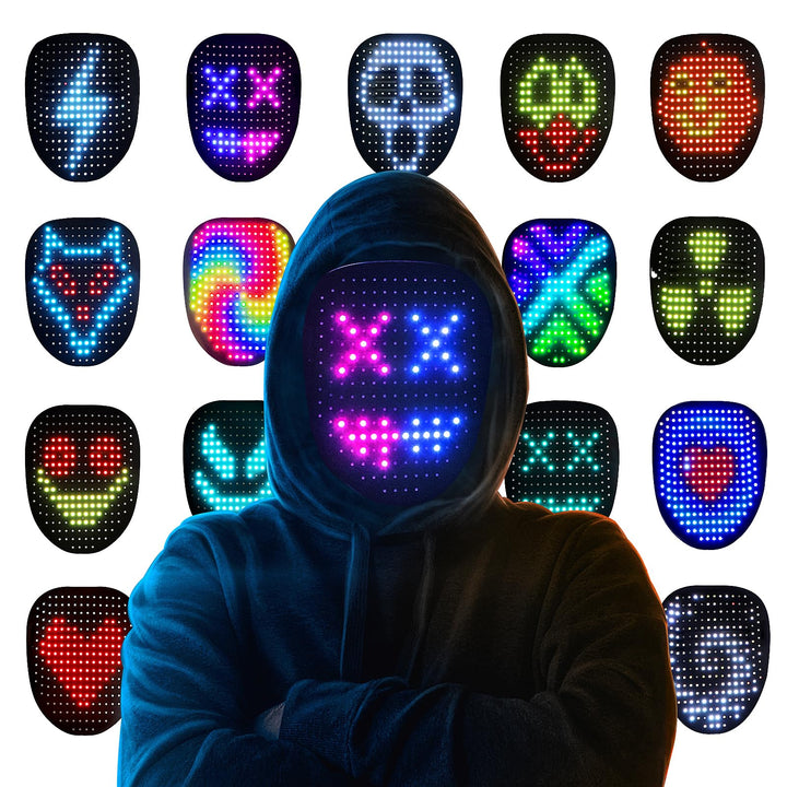 Led Mask Halloween Costume Mask with Gesture Sensing, Kids Toys Gifts | Face Transforming Light up Mask, 50 Patterns, Rechargeable, Cool Gifts for Halloween Christmas Birthday Cosplay Party