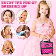 99 Pcs Kids Makeup Kit for Girls, Princess Toys Real Washable Cosmetics Set | Mirror, Hair Ties, Nails, Rings, Earrings, Necklace, Perfect for 3 4 5 6 7 8 Year Old Girls Birthday