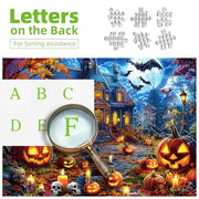 500 Piece Halloween Puzzles for Adults, Spooky Haunted House Jigsaw Puzzle with Jack-o-Lanterns, Bats and Skulls, Fall Puzzle for Halloween Birthday Party Games Family