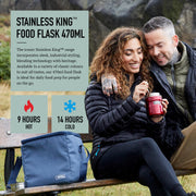 Thermos Stainless King Duck Egg Food Flask (470ml) 9h Hot | 14h Cold | Thermal vacuum insulated stainless steel metal hot food container with lid for soup, meal prep, work packed lunch, camping