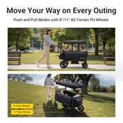 BabyVista Stroller Wagon for Kids, One-Hand Adjustable Push/Pull Handle | Spacious Storage, 8"/11" All-Terrain Wheels, Canopy with Bug Net, Wagon Stroller for Daily Walks, Short Trips & Grocery Runs