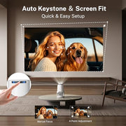 [2026 Upgraded] Mini Projector 4K Supported, Built-in App, Android TV OS X1 | Projector with WiFi 6 and Bluetooth 5.4, Phone Remote Control, Short Throw, Auto Keystone and 180° Rotatable for Home Outdoor