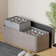 WANGIRL Fabric Shoe Storage Box, Fits 12 Pairs, Foldable Shoe Organiser for Wardrobe with Clear Lids, Bottom Support and Reinforced Handles, 1 Pack Grey