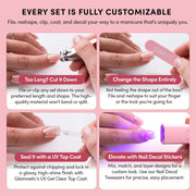 Glamnetic Halloween Press On Nails, Short Almond Glazed, October Nights | Halloween Black & Orange press on nails: October Nights. Full nail kit. Glue on nails with moon nail art. Fake nails.
