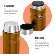Thermos Stainless King Copper Food Flask (710ml) 14h Hot | 24h Cold | Thermal vacuum insulated stainless steel metal hot food container with lid for soup, meal prep, work packed lunch, camping