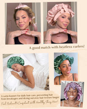 YANIBEST Adjustable Silk Bonnet for Sleeping Women Double Layer Satin Bonnet Reduce Friction Prevent Frizz Curly Hair