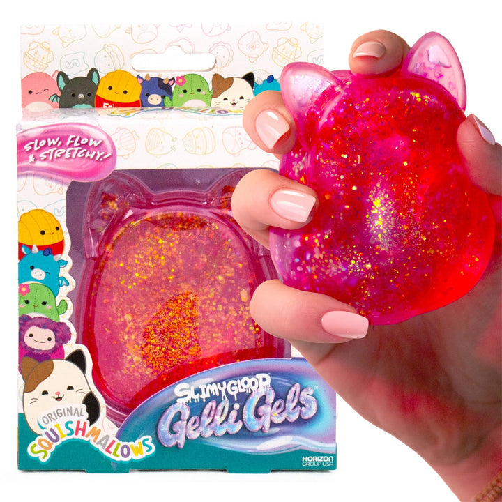 Horizon Group USA Slimygloop Gelli Gels, Pink Squishmallows | Slow-Flow Glitter Squishy Sensory Toys, Squeeze Stress Ball for Kids and Teens, Satisfying Sugar Squish Fidget