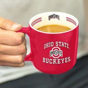 Logo Brands NCAA Ohio State Buckeyes 15oz Stripe Mug - Team Logo, Inside Print, Standard Handle, Microwave & Dishwasher Safe