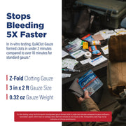 QuikClot Kaolin Clotting Gauze, 2' | Stops Bleeding Up to 5X Faster Than Standard Gauze with Kaolin Hemostatic Technology Trusted by Medical Professionals