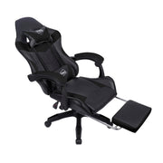 Neo Executive PU Leather Massage Sport Racing Gaming Home Office Computer Chair Lumbar Back Support Footrest (Black)