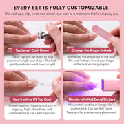 Glamnetic Halloween Press On Nails, Short Almond Glazed, October Nights | Halloween Black & Orange press on nails: October Nights. Full nail kit. Glue on nails with moon nail art. Fake nails.