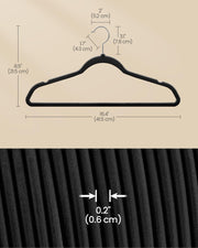 SONGMICS Velvet Hangers 50 Pack, Non-Slip Clothes Hangers, Black | Suit Hangers with Shoulder Notches, Pants Bar, 360° Swivel Hook, for Closet, Space-Saving, BREANNA Collection UCRF026B03S