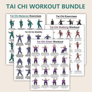 5-Pack Tai Chi Exercise Poster Set – Balance & Mobility Workout Chart, Seated Chair Tai Chi & Walking Guide, Home Gym Wall Decor Instructional Prints (8x10 Inch)