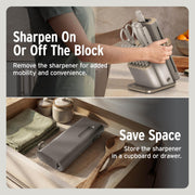 Ninja StaySharp 13-Piece Knife Block Set, Stone Gold NK32013EUUKSD1 | Rust-Resistant German Stainless Steel, Includes Kitchen and Herb Scissors and Removable Knife Sharpener.