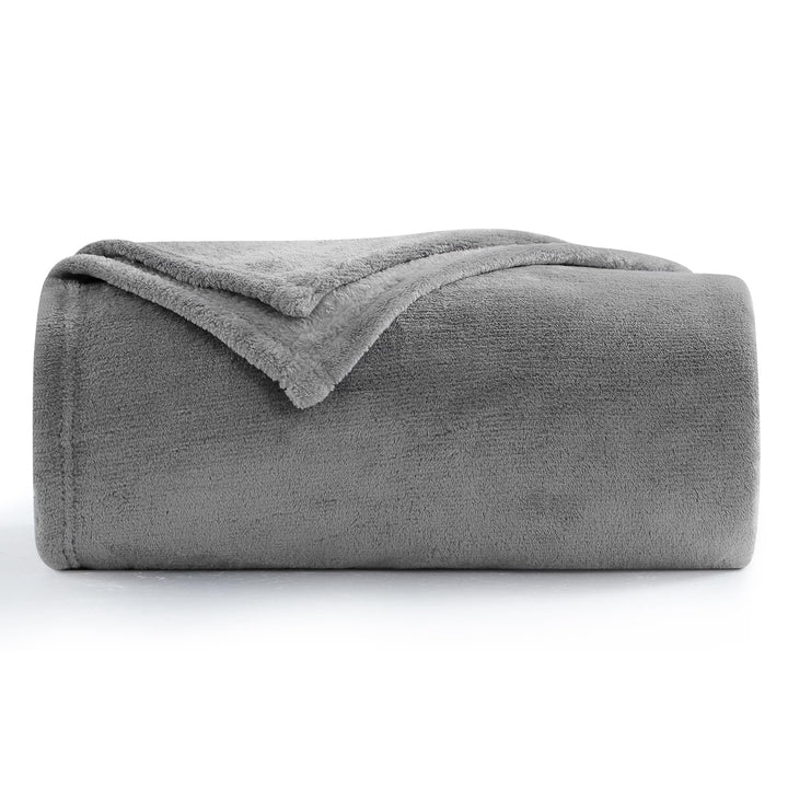 Aisbo Grey Throws Blanket for Sofas - Single Fluffy Blanket Bed Throw Fleece, Warm Soft Flannel Blanket for Couch, 130x150cm Gray