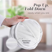 Handy Laundry Pop Up Laundry Hamper 71L Sturdy Collapsible Mesh (White) | Breathable Foldable Laundry Basket with Reinforced Handles, Side Pocket, Wide Opening for Dorm, Travel, Bedroom