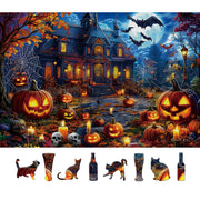 500 Piece Halloween Puzzles for Adults, Spooky Haunted House Jigsaw Puzzle with Jack-o-Lanterns, Bats and Skulls, Fall Puzzle for Halloween Birthday Party Games Family